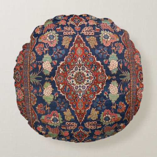 Persia Kashan Lattice Red Medallian  Round Pillow