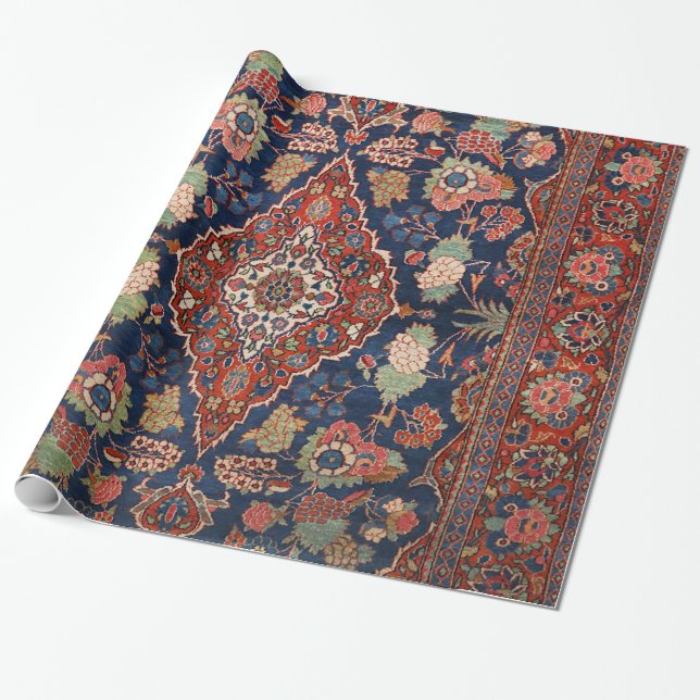 Persia Kashan Lattice Red Medallian  Wrapping Paper (Unrolled)