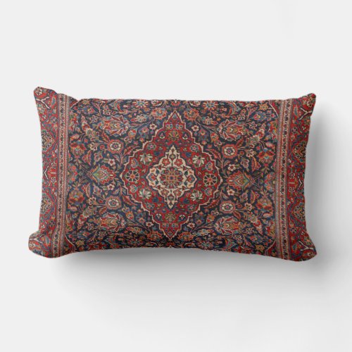 Persia Kurk Kashan Surreal Red Collage Throw Pillo Lumbar Pillow