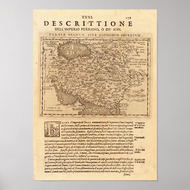 Persia Ptolemaeus Claudius Map Repruduction Poster (Front)