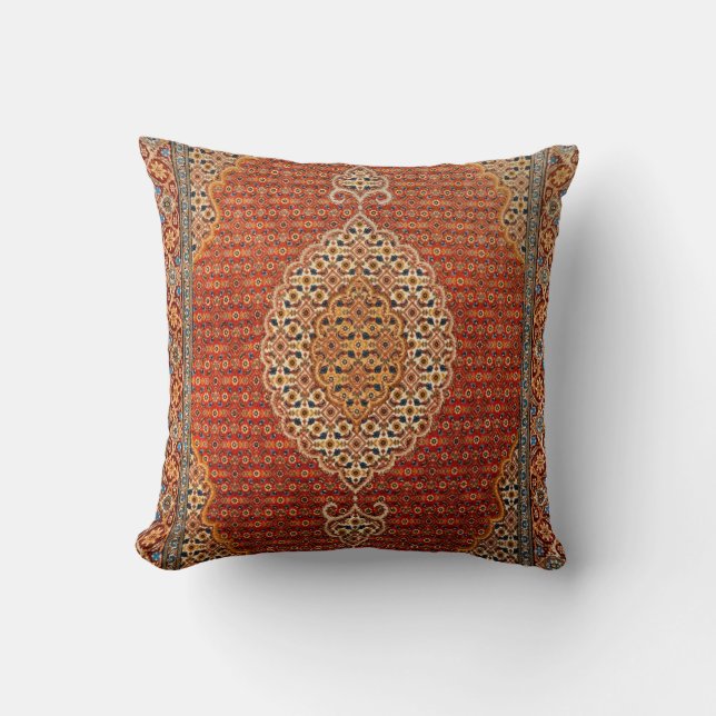 Persia Red Blue Orange Yellow Throw Pillow (Front)