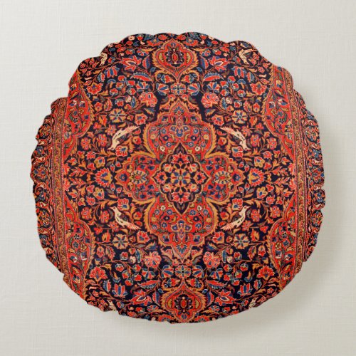 Persia Red Blue Tan Central Station  Round Pillow