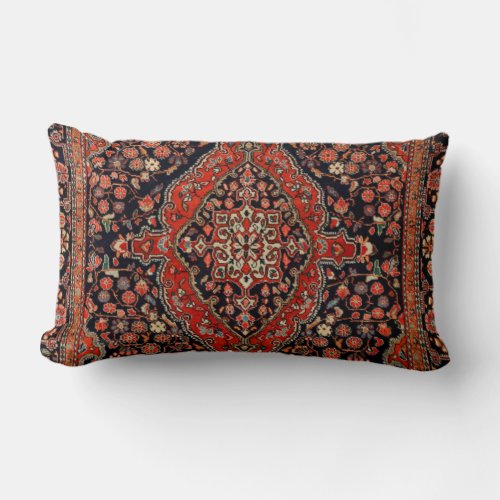 Persia Sarouk Vibrant Red Black Throw Pillow