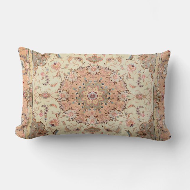 Persia Tabriz Blush Peach Peachy Throw Pillow (Front)