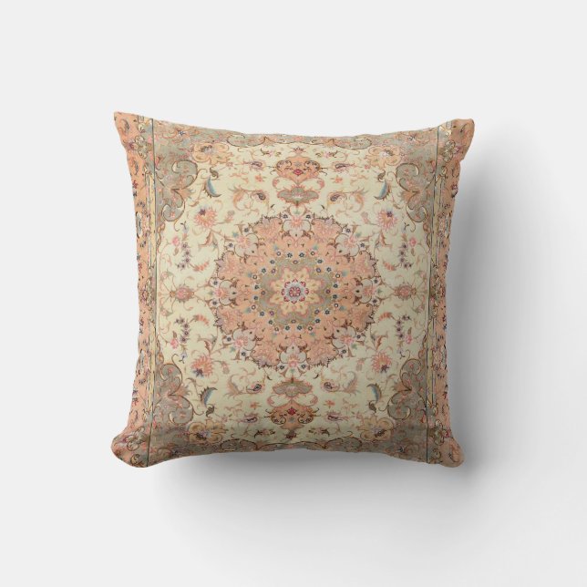 Persia Tabriz Blush Peach Peachy Throw Pillow (Front)