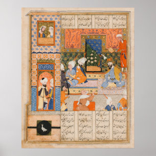 Persian Ancient Literary Art King and Peasant Poster