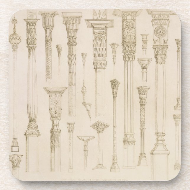 Persian and Turkish wooden column designs, from 'A Drink Coaster (Front)