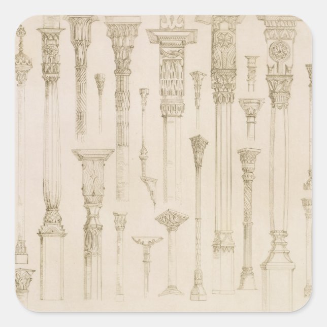 Persian and Turkish wooden column designs, from 'A Square Sticker (Front)