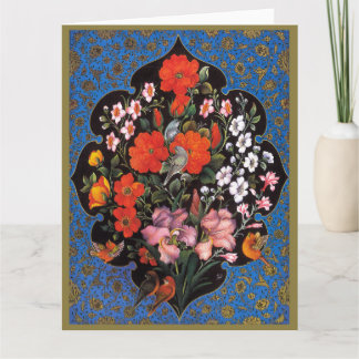 Persian Art Miniature with Floral Shield and AV Card