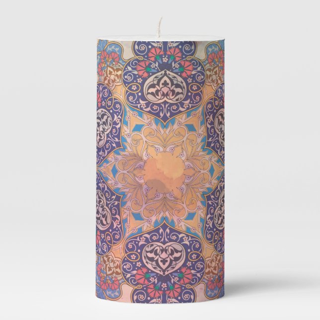 Persian Art Pillar Candle (Front)