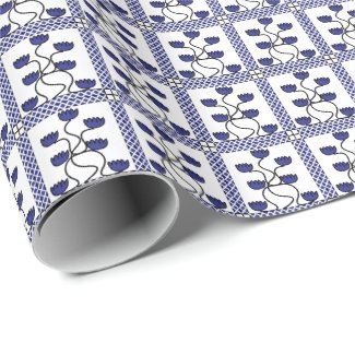 Persian Asian Blue Floral Geometric Pattern