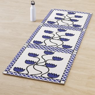 Persian Asian Blue Floral Geometric Pattern