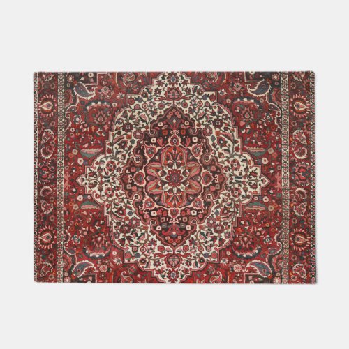 Persian Bakhtiari Deep Dark Red Tan  Doormat