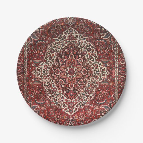 Persian Bakhtiari Deep Dark Red Tan  Paper Plates
