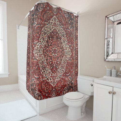 Persian Bakhtiari Deep Dark Red Tan  Shower Curtain