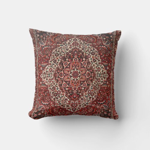 Persian Bakhtiari Deep Dark Red Tan Throw Pillow