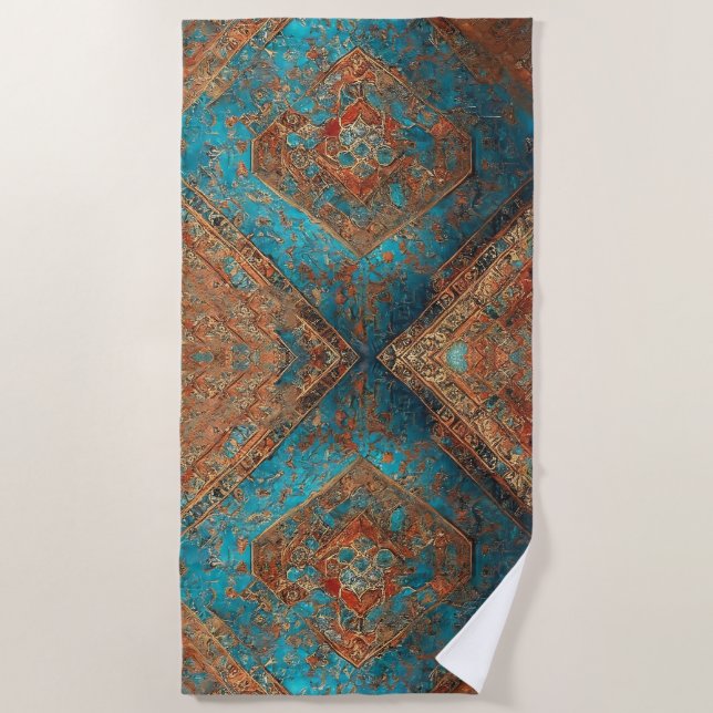 Persian Beautiful Old Pattern Popular Collection Beach Towel (Front)