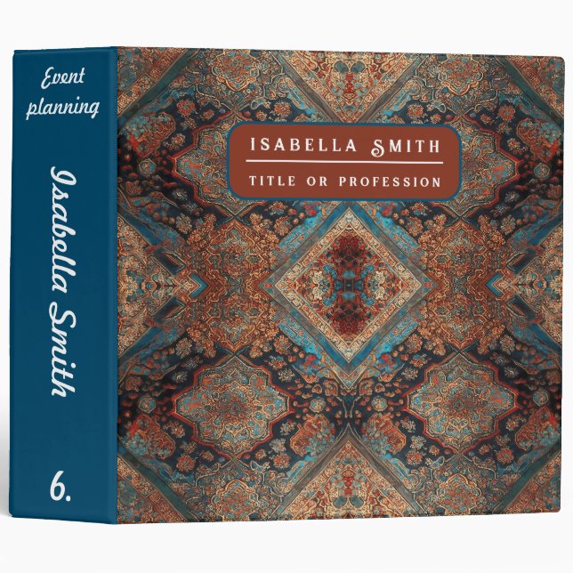 Persian Beautiful Old Pattern Trendy Collection 3 Ring Binder (Front/Spine)