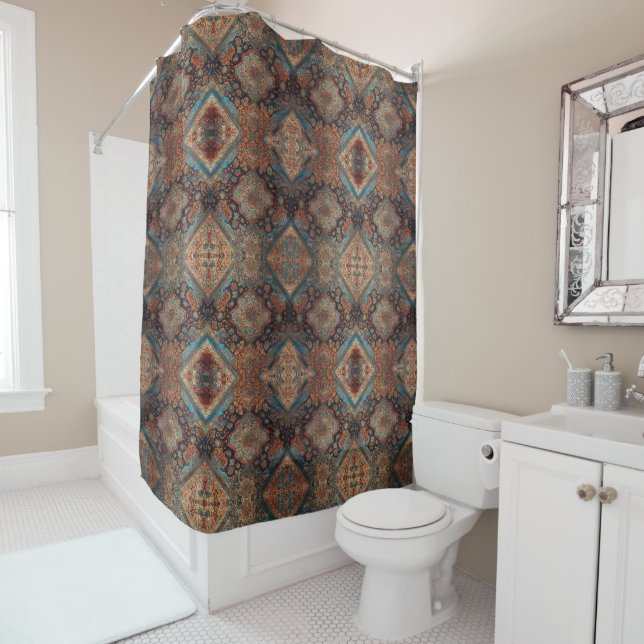 Persian Beautiful Old Pattern Trendy Collection Shower Curtain (In Situ)