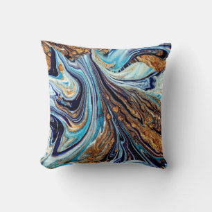 Persian Blue Agate: Oriental Luxurious Texture Throw Pillow