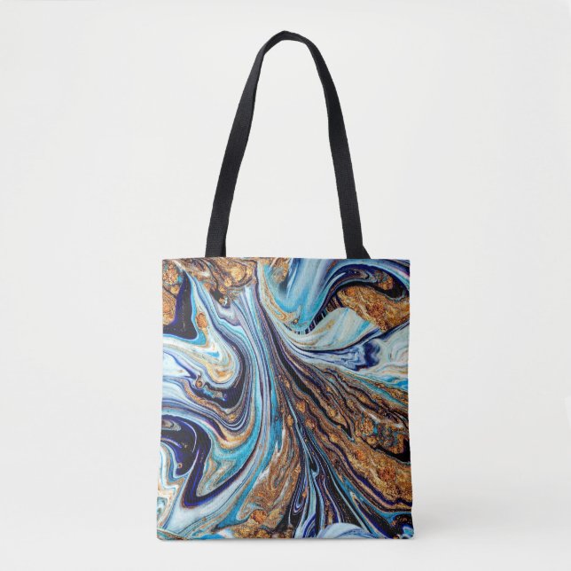 Persian Blue Agate: Oriental Luxurious Texture Tote Bag (Front)