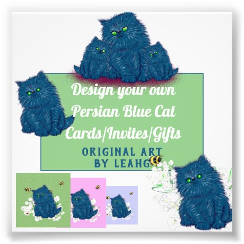 Persian Blue Cat Kitten Design Own Cards and Gifts Photo Print