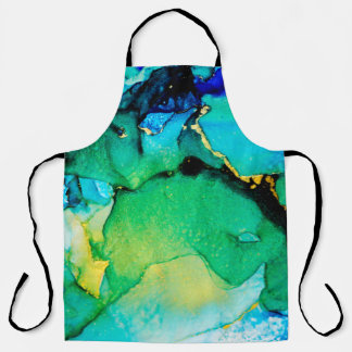 PERSIAN BLUE, chartreuse green. Very beautiful art Apron