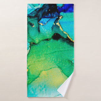 PERSIAN BLUE, chartreuse green. Very beautiful art Bath Towel
