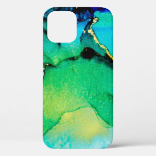 PERSIAN BLUE, chartreuse green. Very beautiful art iPhone 12 Case