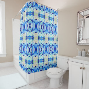 Persian Blue Pattern with Geometrical Shapes artwo Shower Curtain