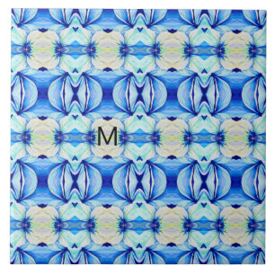 Persian Blue Pattern with Geometrical Shapes Ceramic Tile