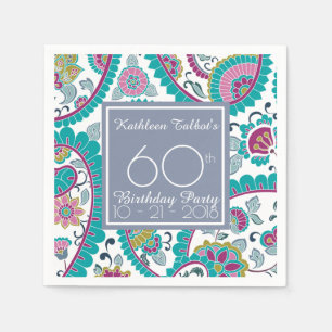 Persian Boteh Paisley 60th Birthday Party Paper N Napkins