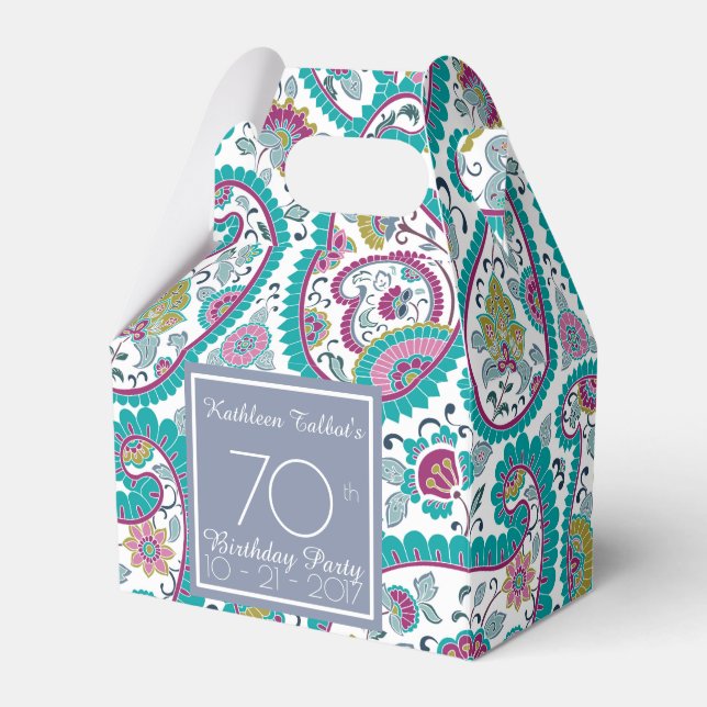 Persian Boteh Paisley 70th Birthday Thank You F B Favor Boxes (Front Side)