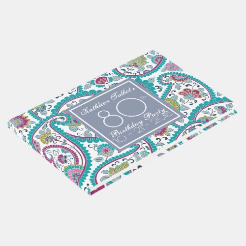 Persian Boteh Paisley 80th Birthday Party Guest B Guest Book