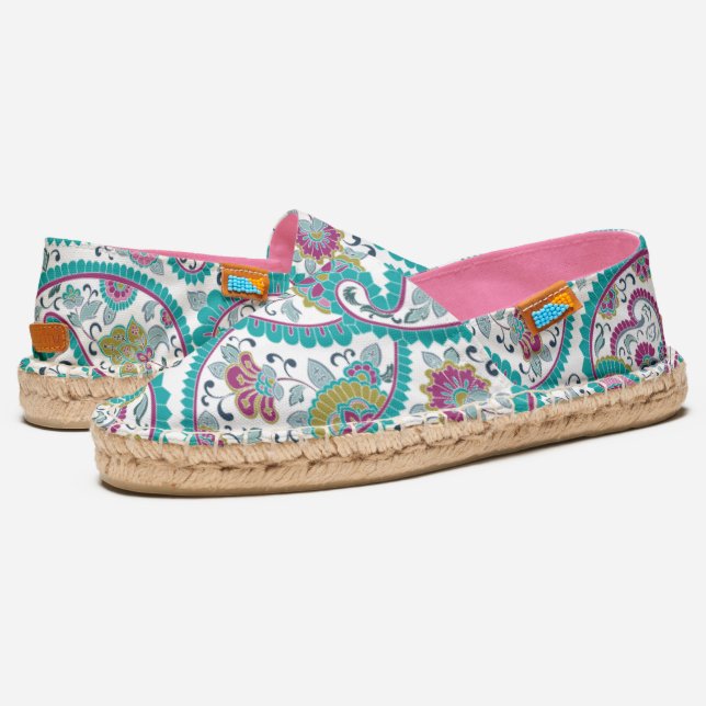 Persian Boteh Paisley Pattern Espardrilles Espadrilles (Angled)