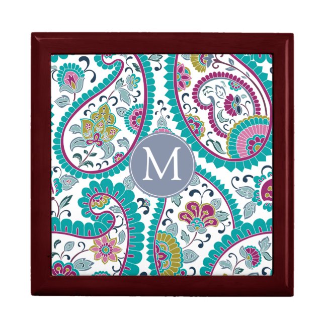 Persian  Boteh Paisley Pattern Monogram Gift Box (Front)