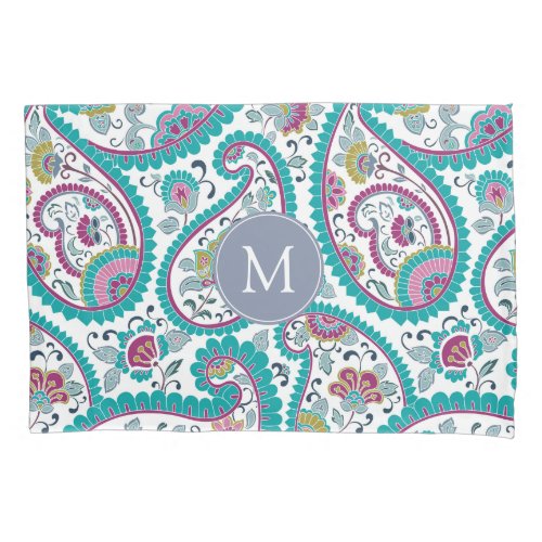 Persian Boteh Paisley Pattern Monogram Pillow case