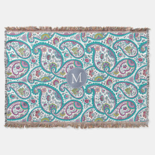 Persian Boteh Paisley Pattern Monogram Throw B Throw Blanket