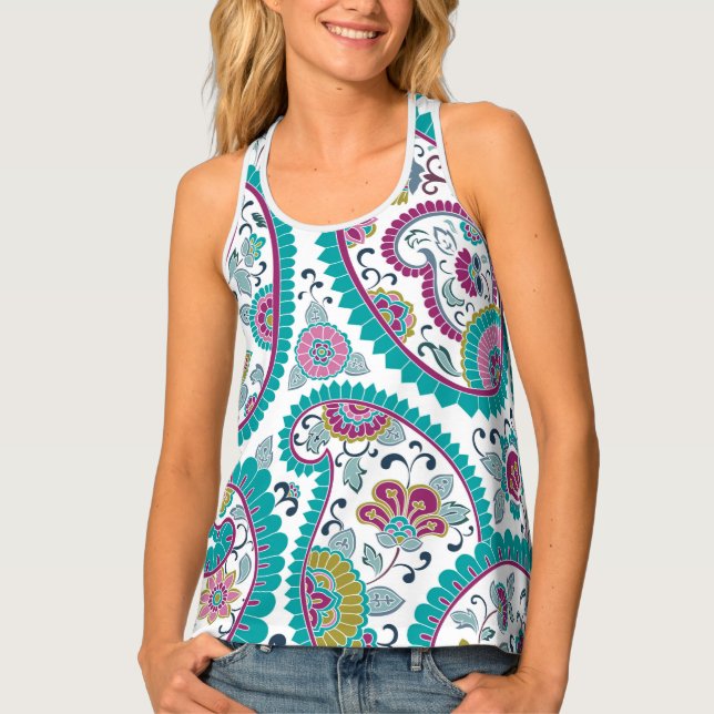 Persian Boteh Paisley Pattern Woman Tank Top (Front)