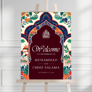 Persian Burgundy Muslim Wedding Welcome Sign