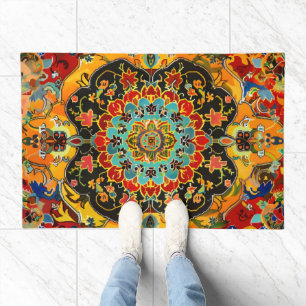 Persian Carpet Abstract Vibrant Colors Doormat