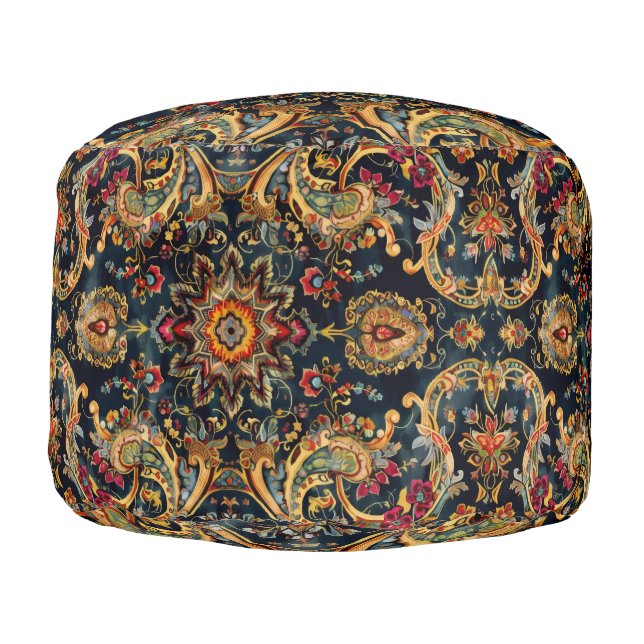 Persian Carpet Classic Dark Pattern Pouf (Left)