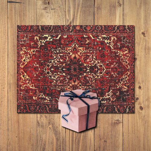 Persian  carpet design in  dark red  tissue paper