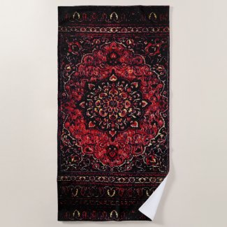 Persian carpet design in rose tinted field  