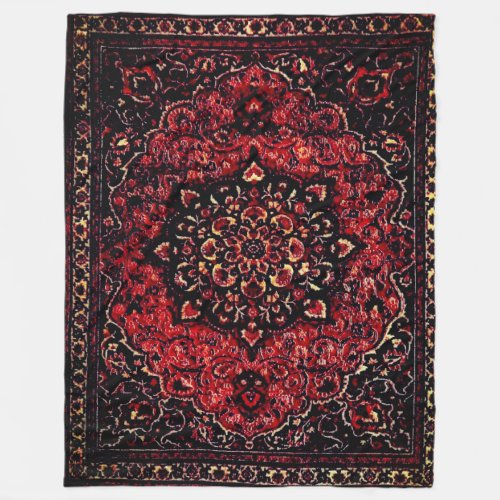 Persian carpet design in rose tinted field fleece blanket