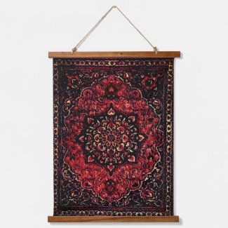 Persian carpet design in rose tinted field 