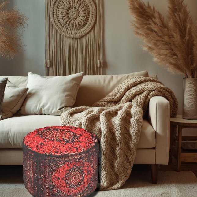 Persian carpet design in rose tinted field pouf (Creator Uploaded)