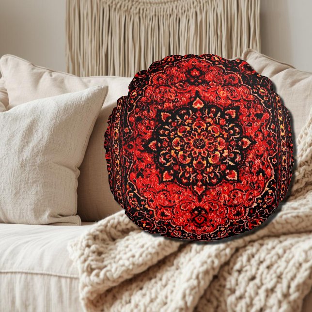 Persian carpet design in rose tinted field round pillow (Creator Uploaded)