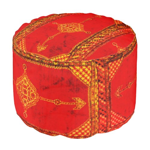 Persian carpet  design with distressed orange look pouf