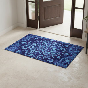Persian Carpet–Inspired Printed blue Doormat
